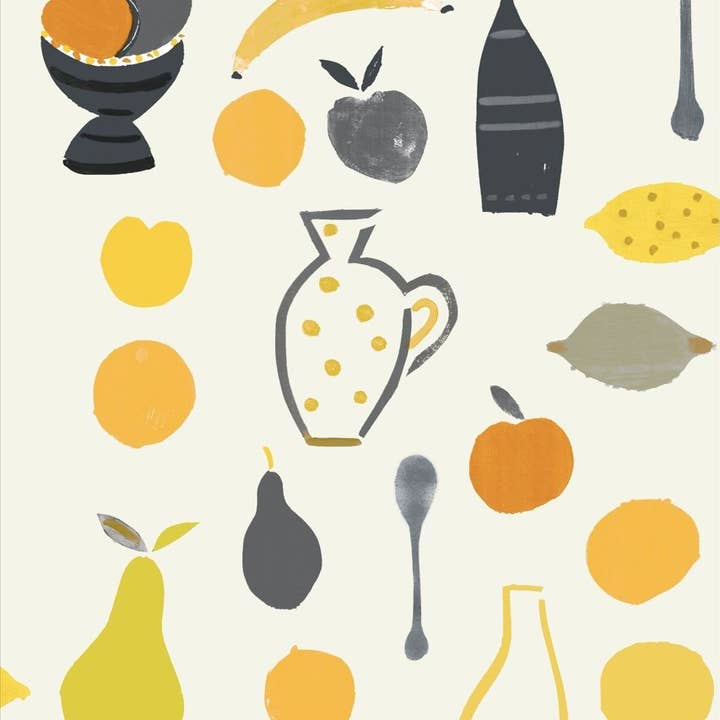 Naive Fruit Motif Wallpaper - Orange por atacado de Sharon Jane Studio