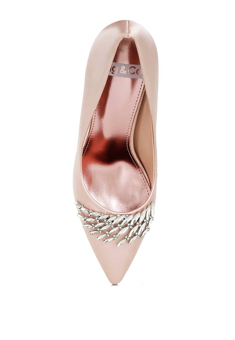 Rag Company - Wholesale High Heels - Women's - Rhodolia Diamante Brooch Detail Satin Pumps17