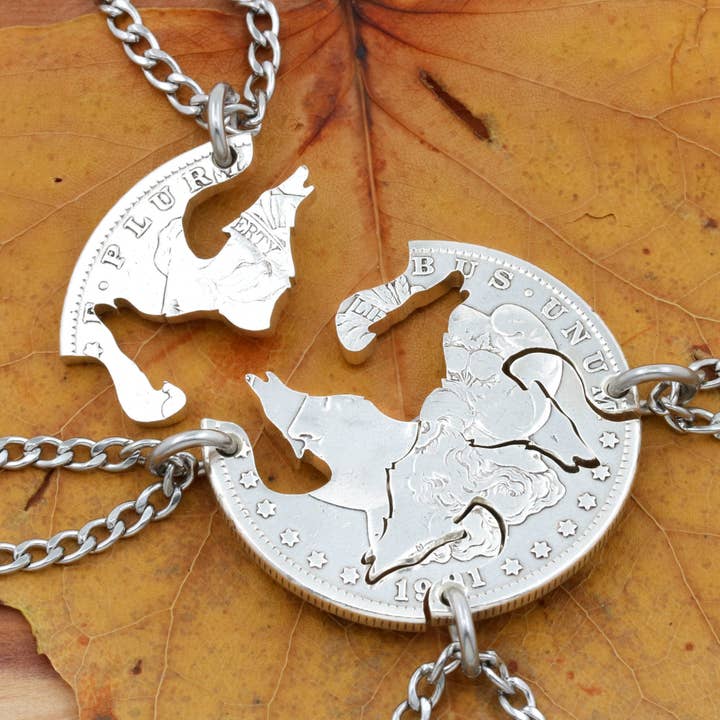 4-delad varghalsband, BFF-presenter, bästa vänners smycken för wholesale av NameCoins