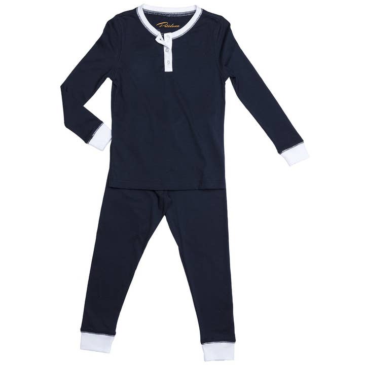 Navy Blue Organic Pajamas for wholesale by Petidoux