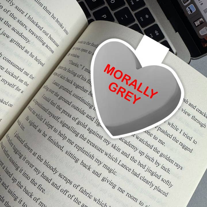 Morally Grey Bookish Heart Candies Magnetic Bookmark for wholesale by Serafine Art and Design