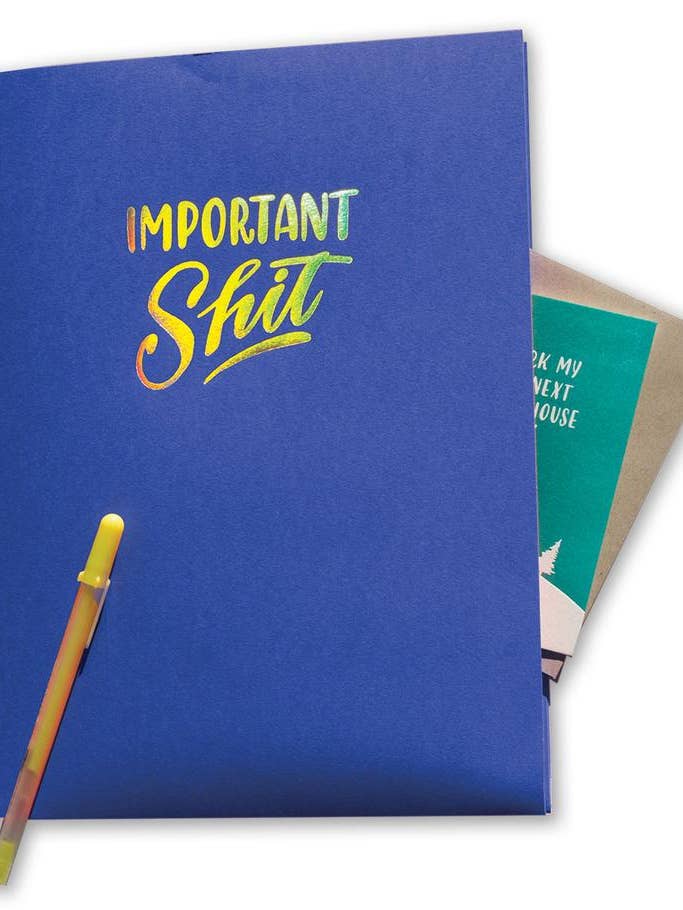 Important Shit Pocket Folder for wholesale by Ladyfingers Letterpress