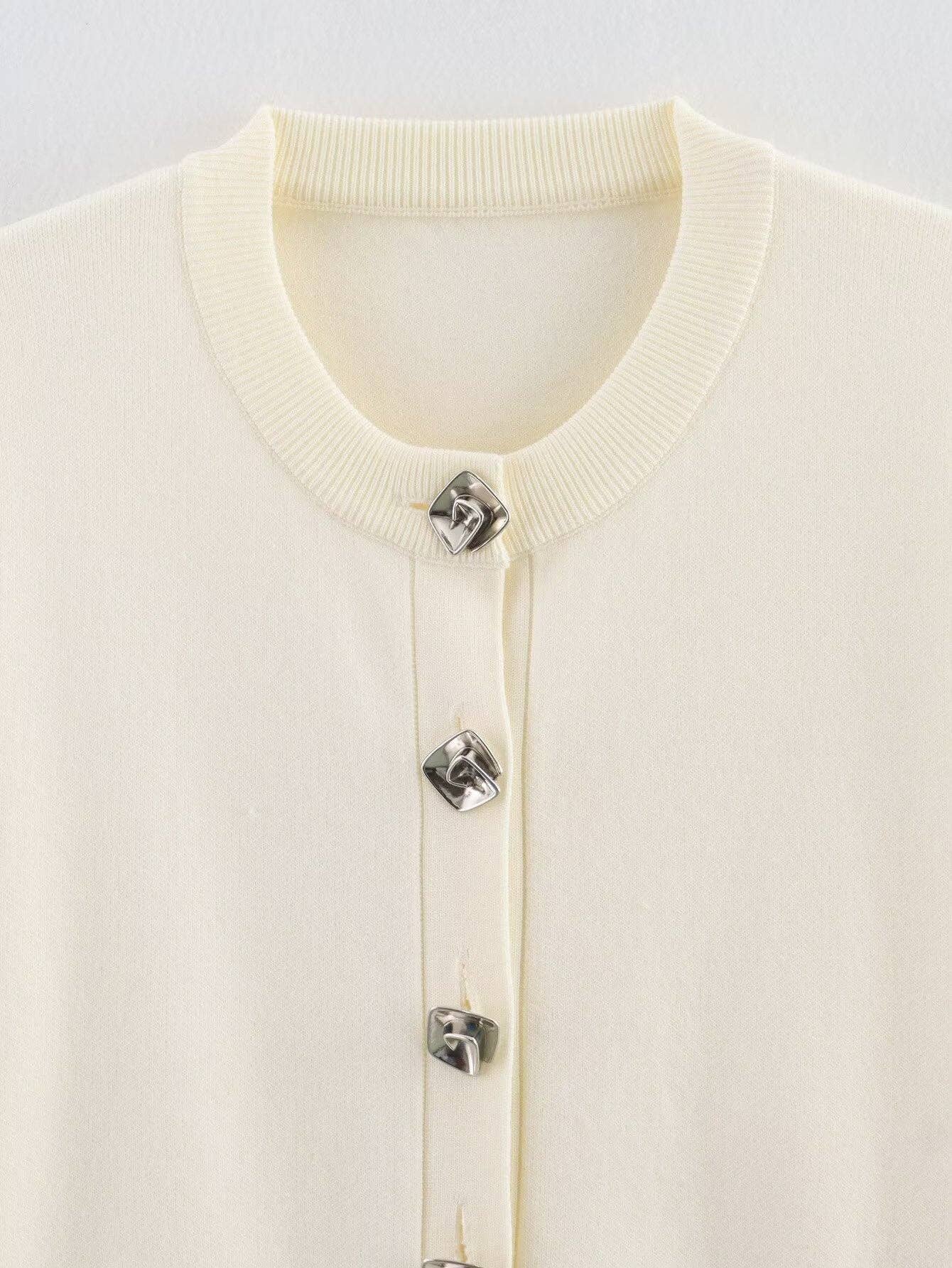 Beige 2-teilige Outfits Strick-Crop-Pullover Minirock-Set DP25F723 für den Großhandel auf Faire4