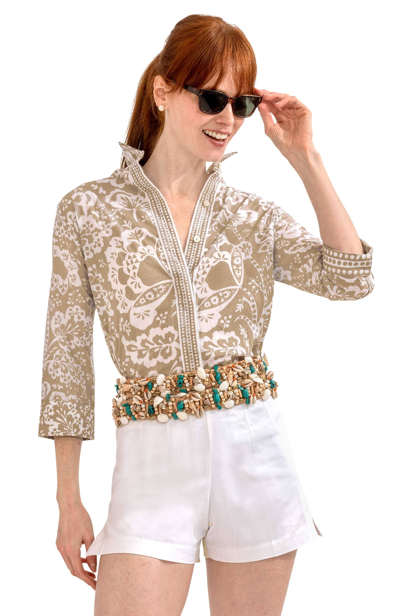 Gretchen Scott LLC - Wholesale Button Down Shirt - Women's - Comfy Cozy Shirt - Flora15