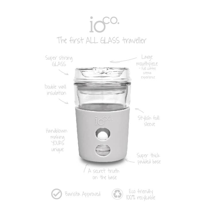 IOco Gift Designers - Wholesale Coffee/tea cup - IOco 4oz Piccolo Reusable Glass Coffee Travel Cup26