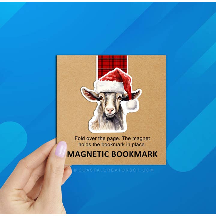 Christmas Goat Magnetic Bookmark (Packaged) for wholesale by Coastal Creators of Connecticut
