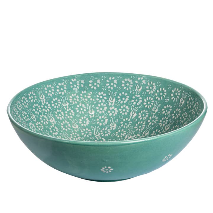 Tigela de Cerâmica Padrão Feita à Mão, Verde 8,25" por atacado de Coppermill Kitchen LLC