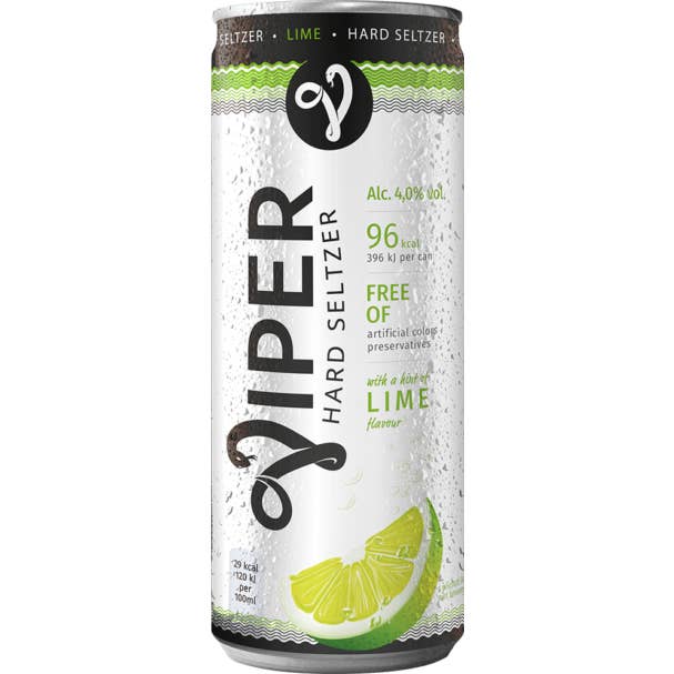 Viper – wholesale Sparkling water – Viper Hard Seltzer Lime can 12x33cl