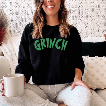 Grinch tröja jul chenille glitter Jud grön lapp för wholesale av The Candy Collections