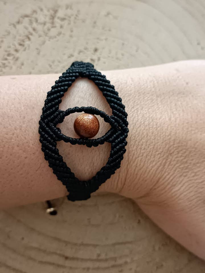 Cyclops Stone Eye Macrame Bracelet for wholesale by Kalliopi P. Giannoula - Poppygshop