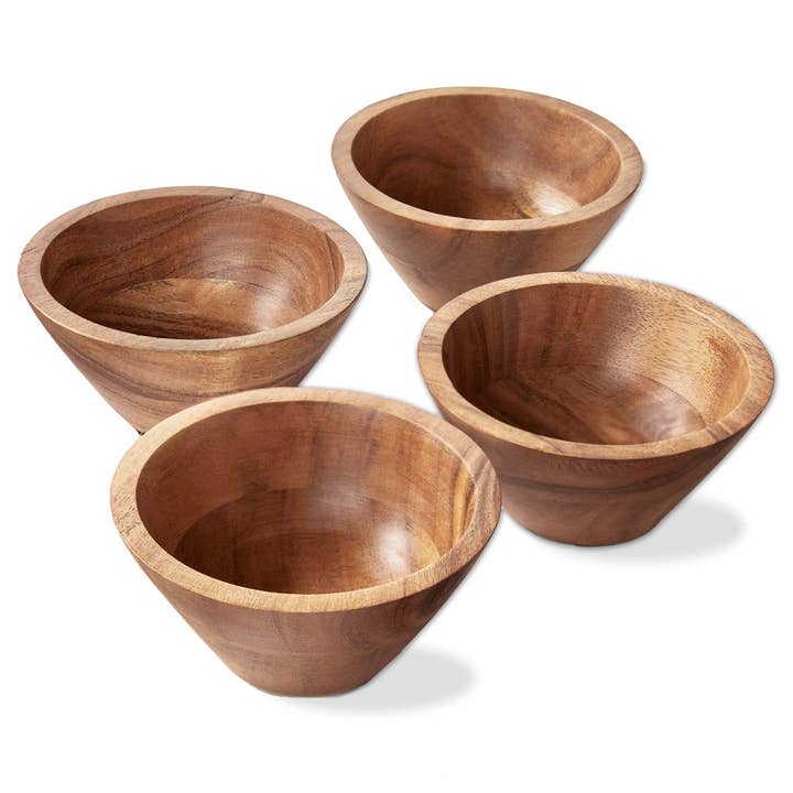 Acacia Bowl Set of 4 Natural Wood Everyday for wholesale by tag
