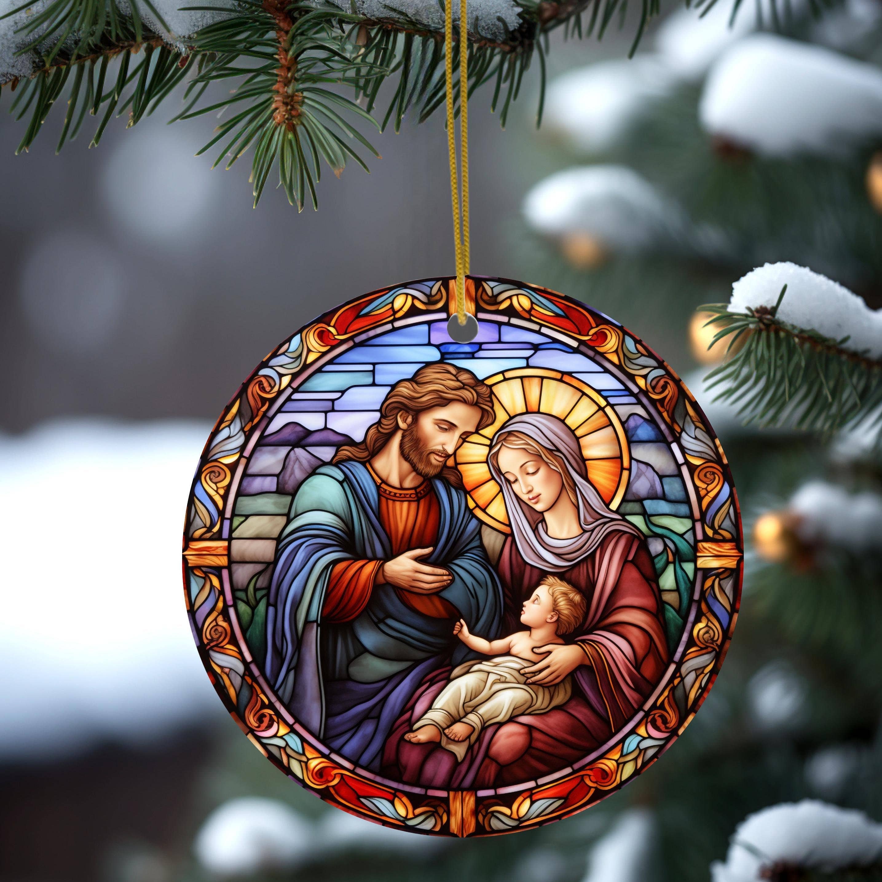Fernville Creations - Wholesale Ornament - Nativity Scene, Stained Glass Image Christmas Ornament2