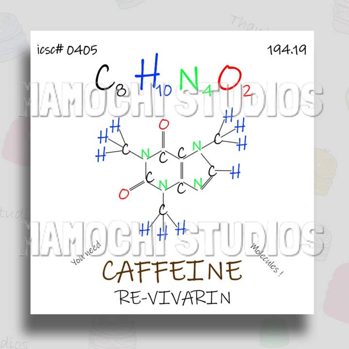 Die Cut Stickers - Kaffe - Koffein Kemisk Förening för wholesale av MaMochi Studios