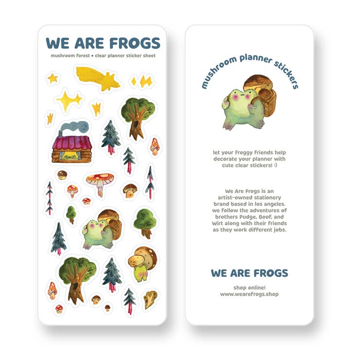 Mushroom Forager Frogs Planner Sticker Sheet for wholesale by We Are Frogs
