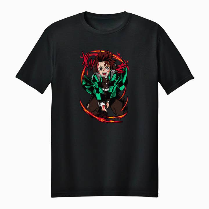 Demon Slayer Tanjiro Vlammen Aura Volwassen Unisex T-Shirt voor wholesale door Fundom