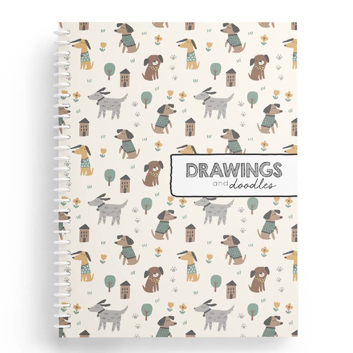 Dogs Print Sketchbook | 8.5 x 11 Size | 50 Blank Pages (Copy for wholesale by Two Giggles