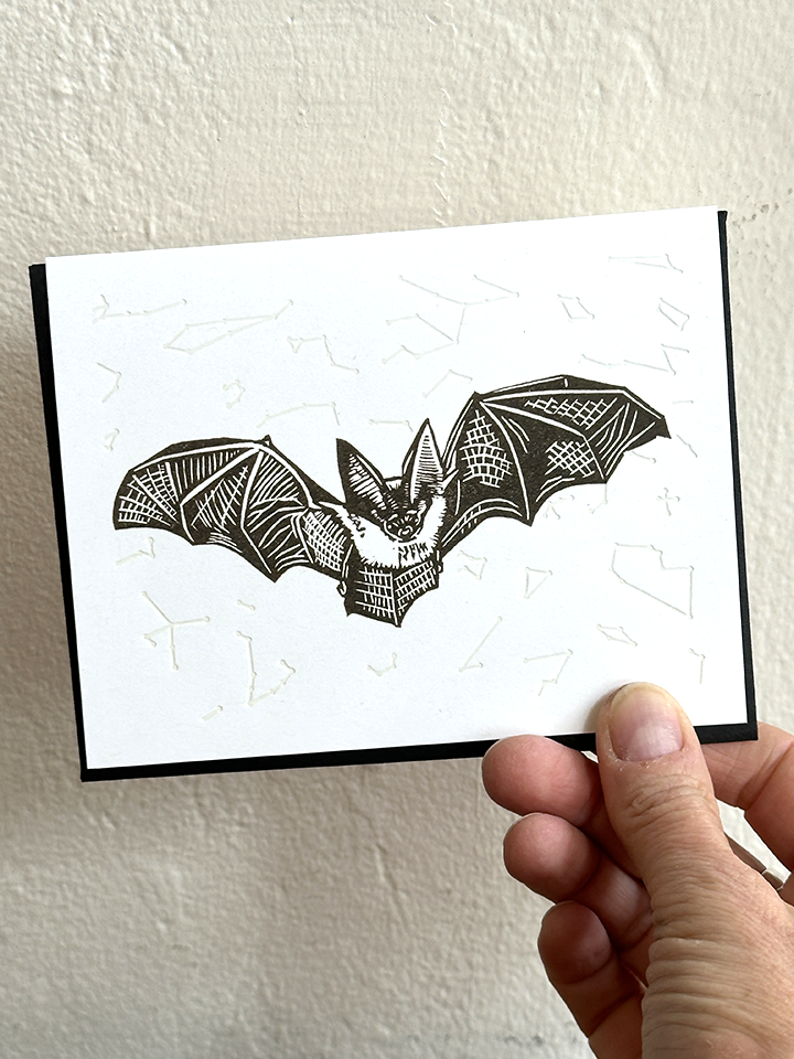 Lynn-oleum - Wholesale Everyday Greeting Card - Darker Things - Bat LETTERPRESS CARD1