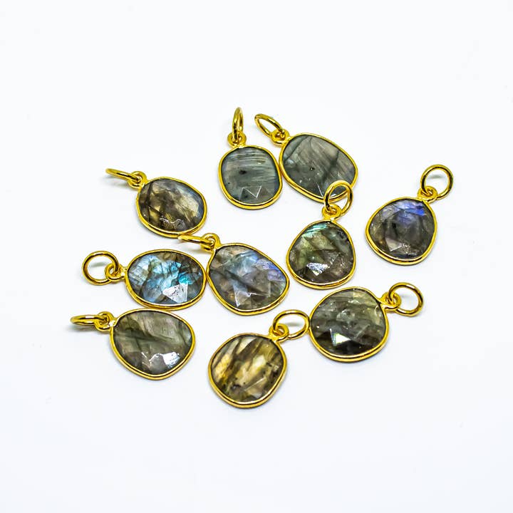 Labradorite Sterling Silver Gold Pendant Necklace for wholesale by Quasar Gems USA