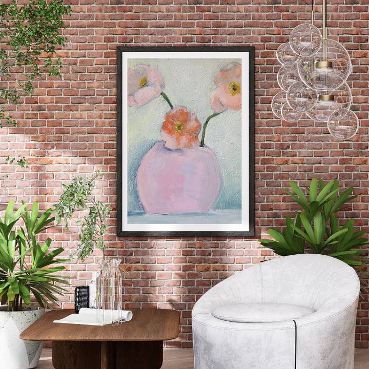 California Poppies in Vase 8 x 10 Art Print for wholesale by Noel Butler Art