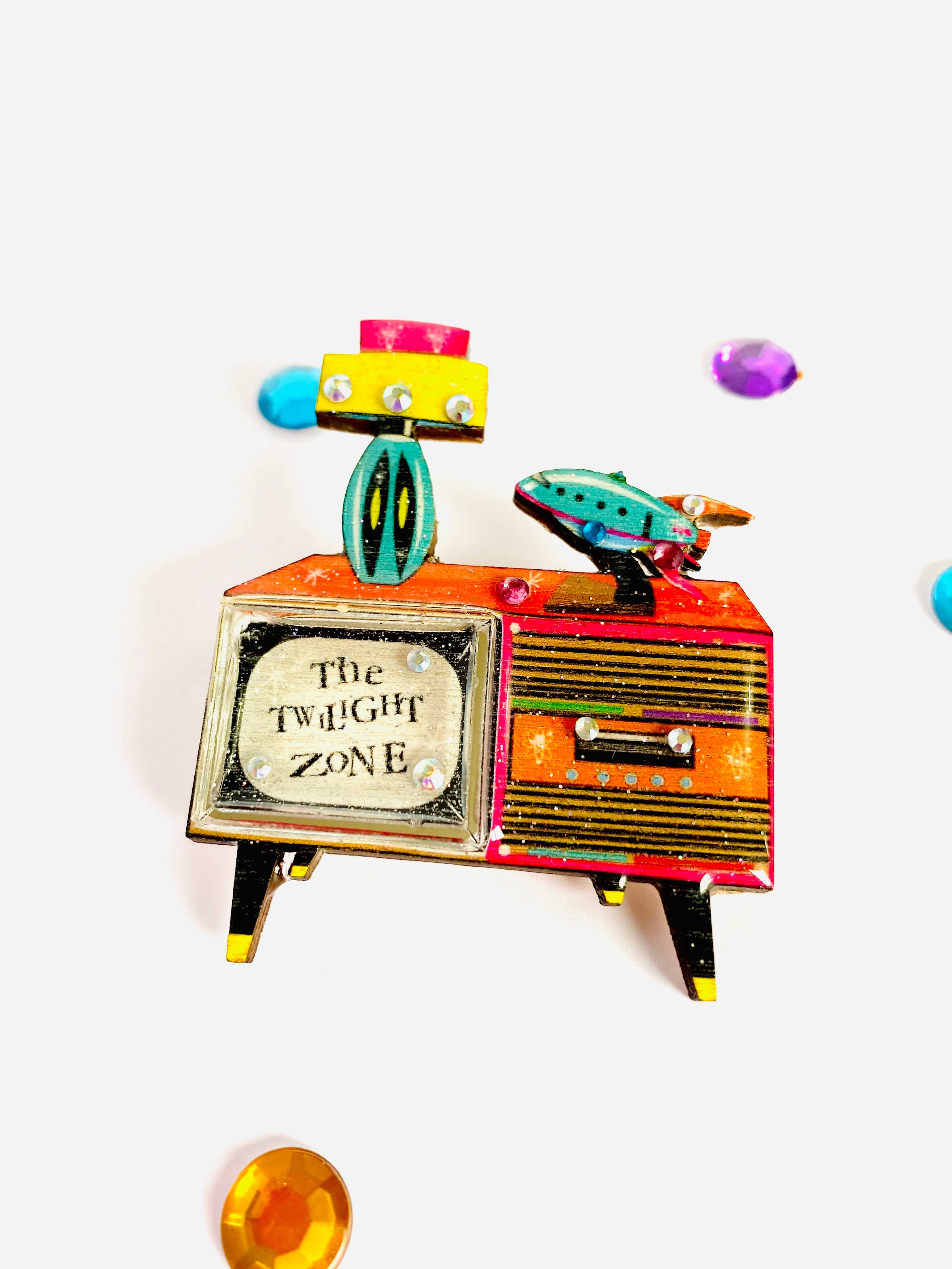 Rosie Rose Parker - Wholesale Brooch - Retro tv brooch colourful summer brooch statement unusual7