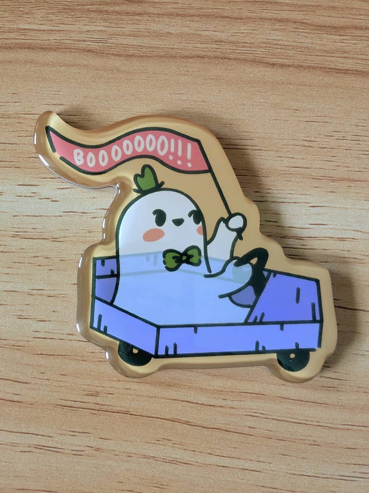 Ghost in a Coffin Car - Cute Spooky Magnet for wholesale by Sadsquatch