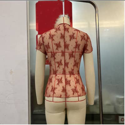 Hope & Sunshine – Großhandel Bluse – Damen – Kurzarm-Top aus transparentem Spitzenmesh7