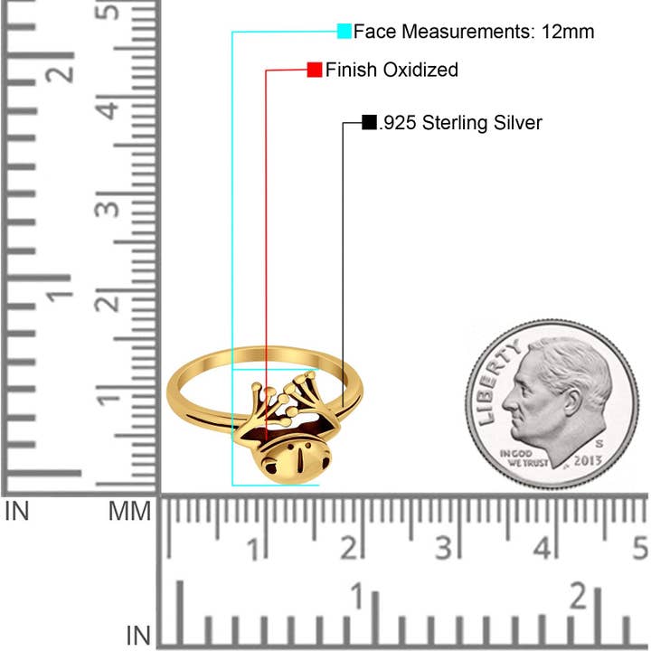 Oxidized Frog Ring Peeping Yellow Tone Plain Band for wholesale on Faire2