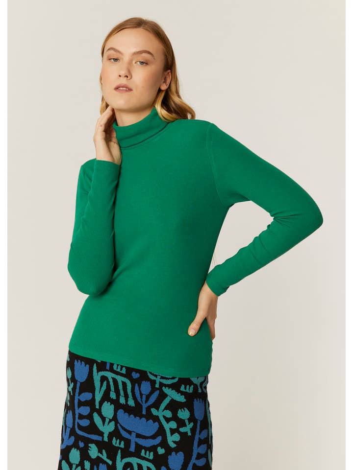 Pepaloves - Wholesale Knit Top - Women's - TOP CANALE CUELLO ALTO VERDE1