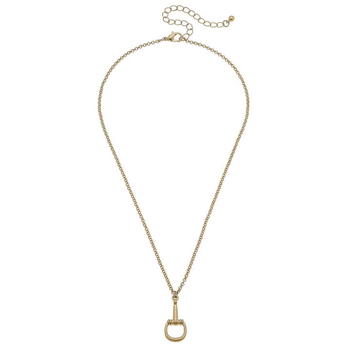 Lou Ann Horsebit Pendant Necklace in Shiny Gold for wholesale by Canvas Style