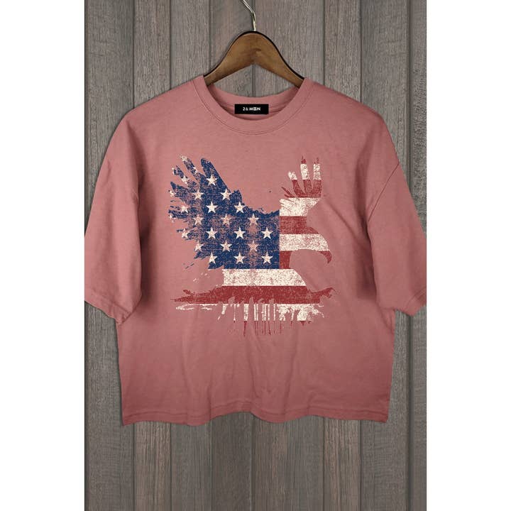 2&moon - Wholesale T-Shirt (Graphic) - Women's - PATRIOTIC EAGLE PRIDE CROP TOP1