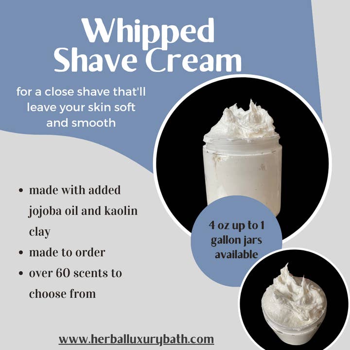 4 oz Unlabeled Whipped Cream Shave Soap. for wholesale by Herbal Love Creations- Luxury Bath and Body