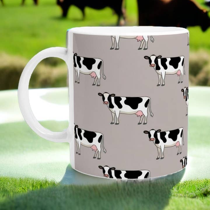Caneca de Cerâmica Vaca de Quinta - Chávena de Café Estilo Rústico por atacado de Aminelle & Willow