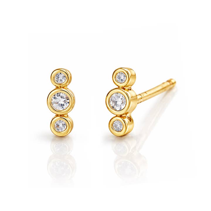 Three CZ Stud for wholesale by Tai Jewelry