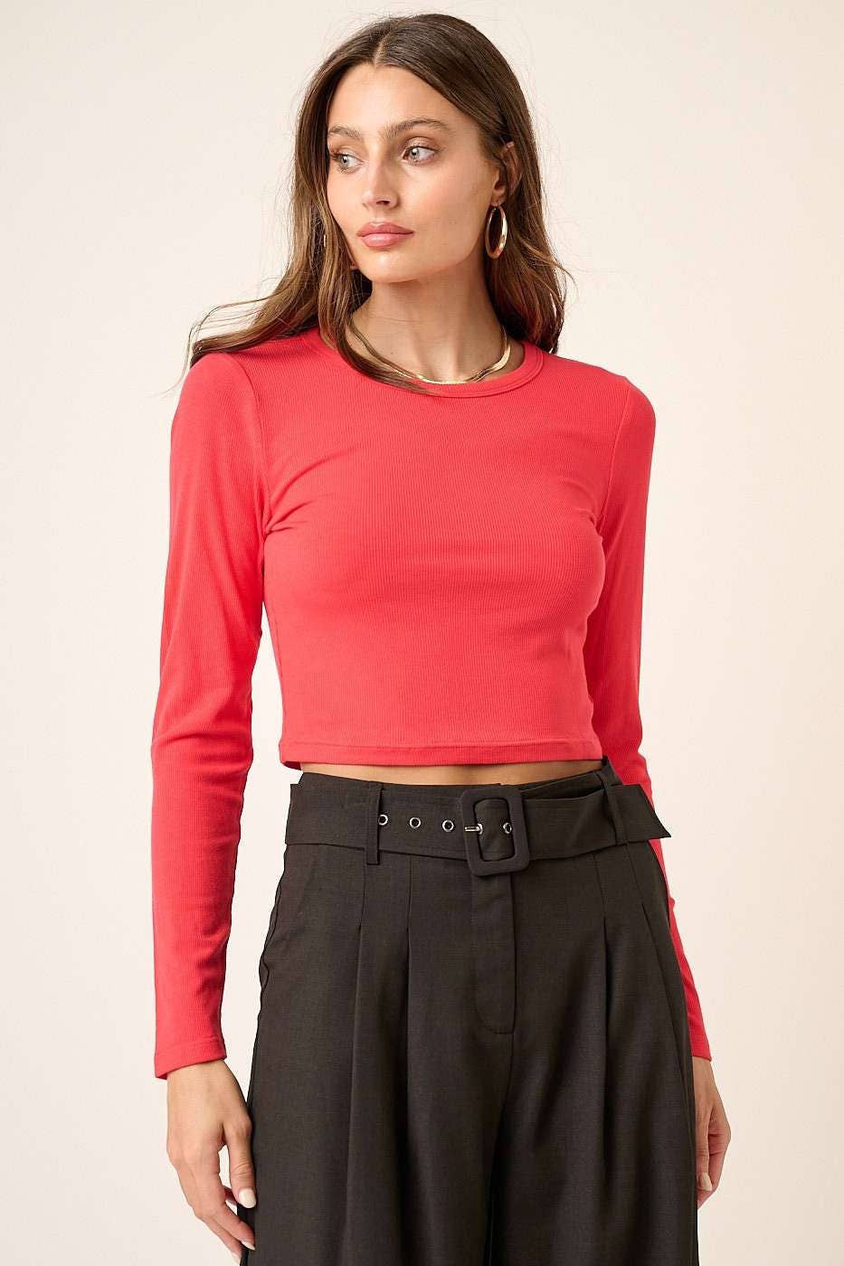 mittoshop - Wholesale Knit Top - Women's - BASIC CROP LONG SLEEVE KNIT TOP12