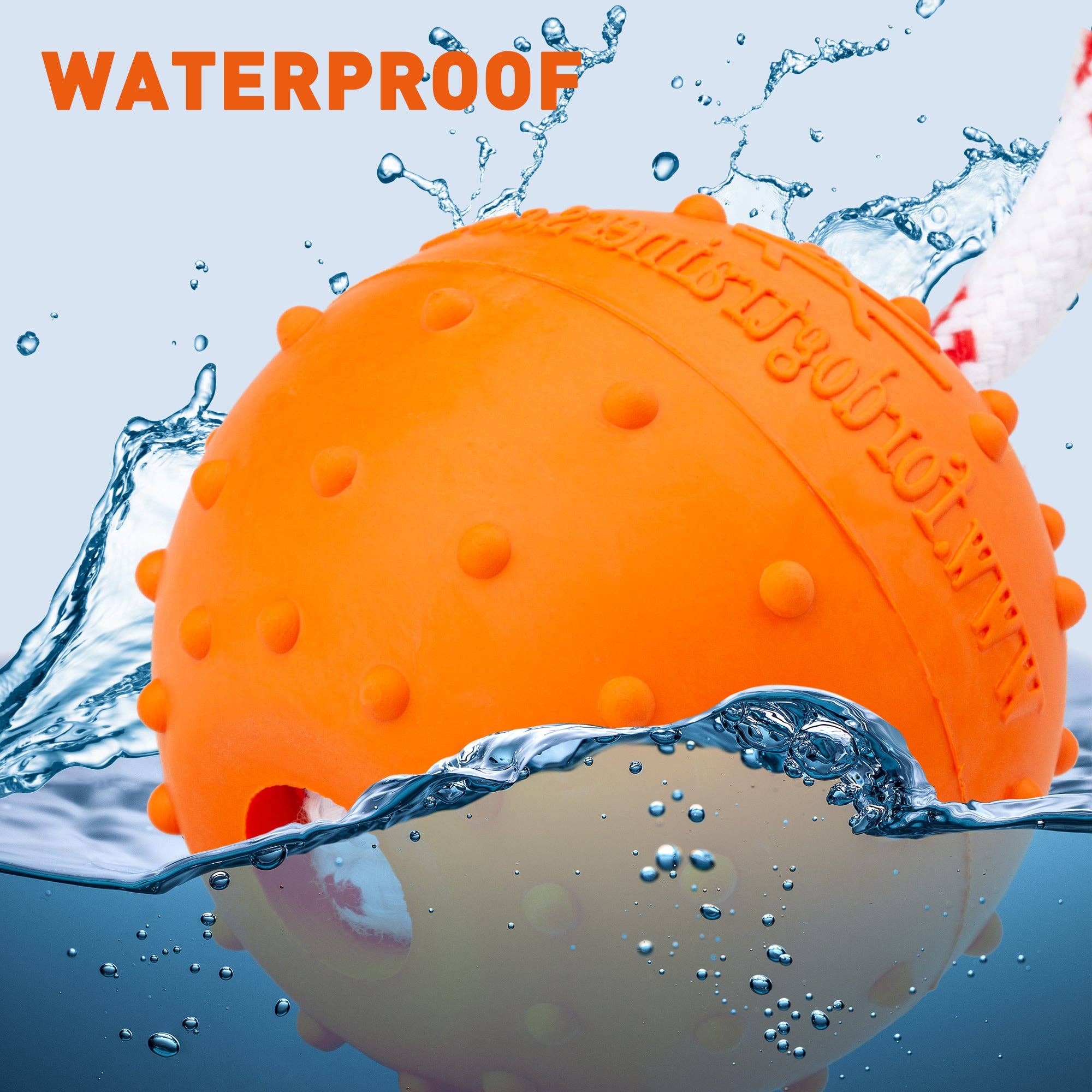 Dogline – Großhandel Apportierball – Hund – FDT Hundeball aus Vollgummi — Wasserspielzeug mit Seil3