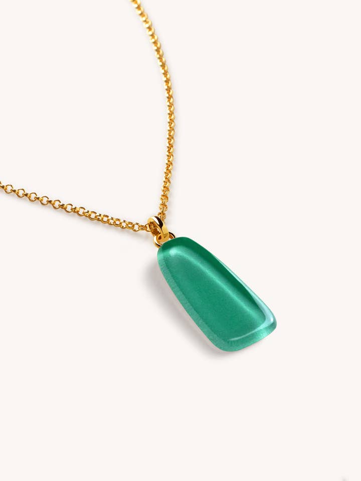 Tulip Necklace Acqua Green – 18K Gold Plated for wholesale by Garda