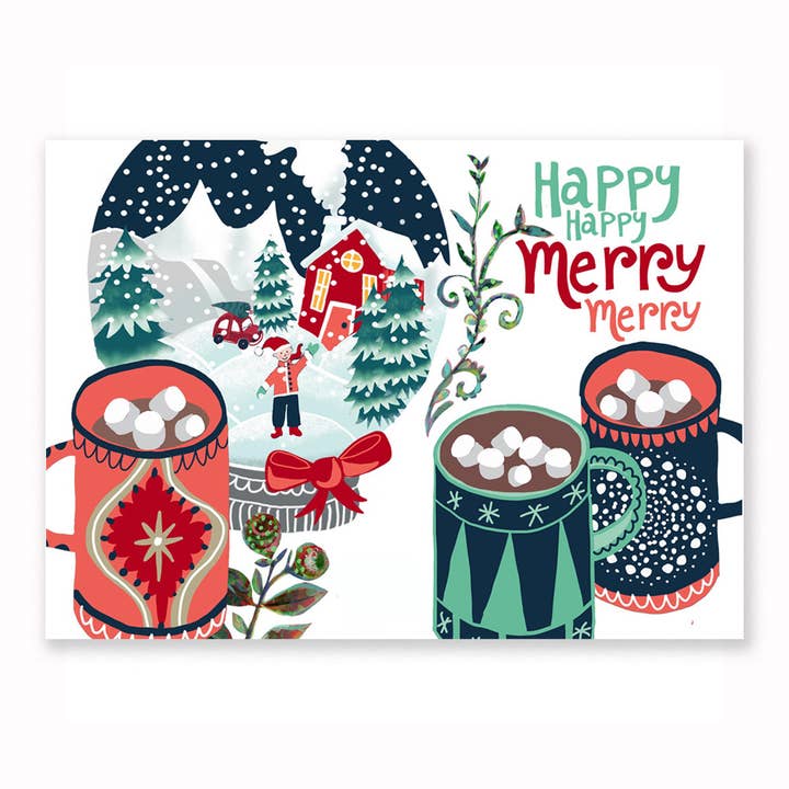 Merry Merry Christmas Greetings! A6 Holiday Card for wholesale by Carrie Tasman