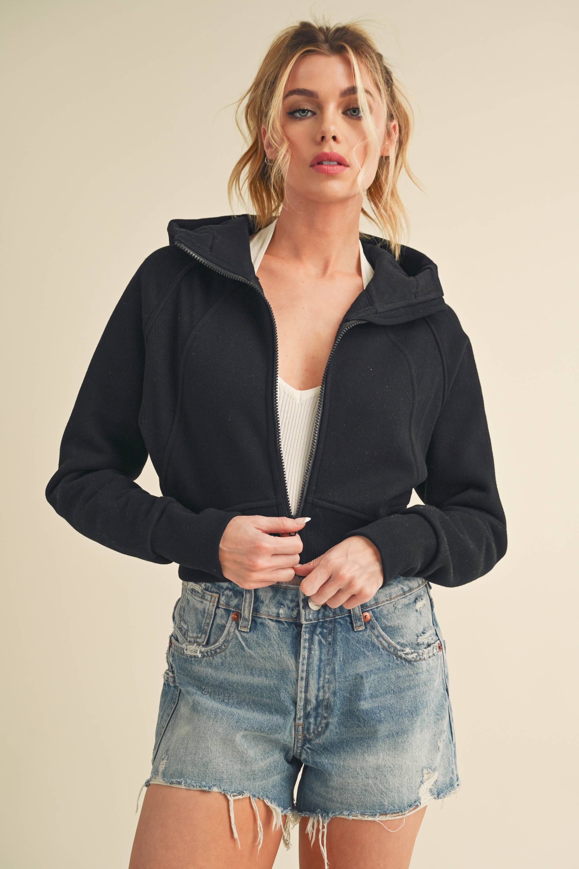 AEMI + CO - Wholesale Jacket - Women's - 5107DK Deva Cropped Hooded Jacket 527