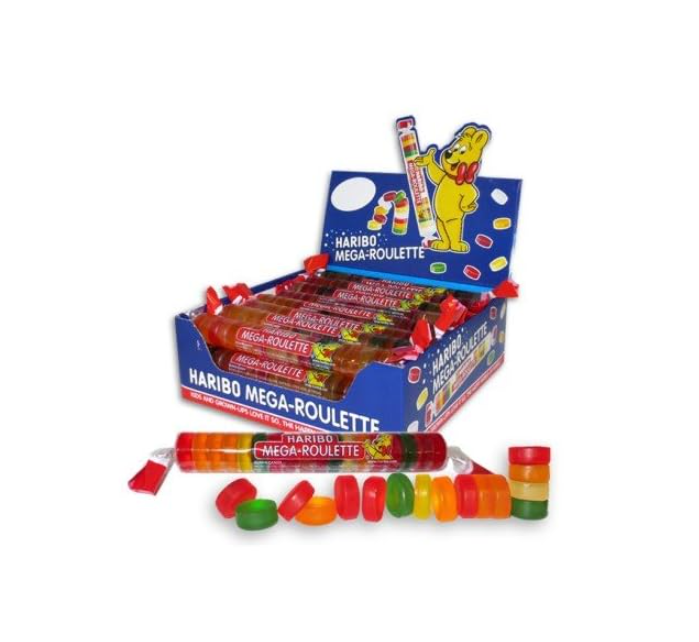 Snacky Candy - Vendita all'ingrosso Caramelle gommose - Haribo Gummi Roulettes Mega-Roulette 1,58 oz Rotolo 24 pezzi1