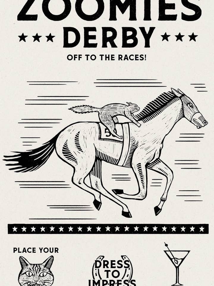 Zoomies-derbyt 11x17 för wholesale av Jesse Jarldane Art