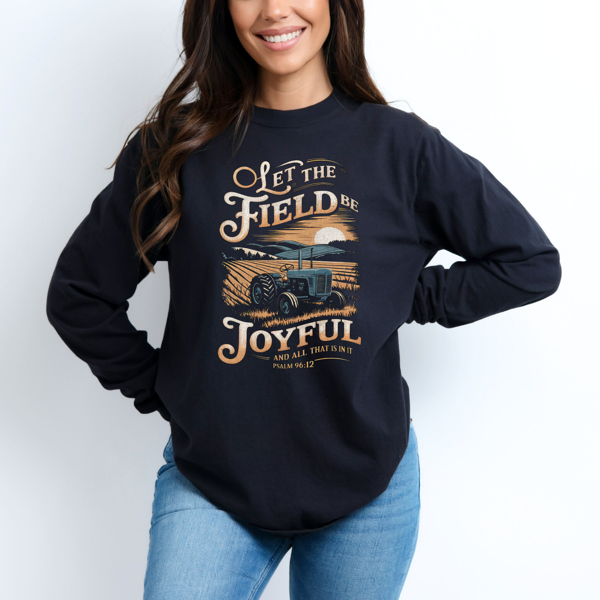 Scripted Pearl - Wholesale T-Shirt (Graphic) - Women's - Let the Field Be Joyful Comfort Colors Farm Faith T-Shirt3