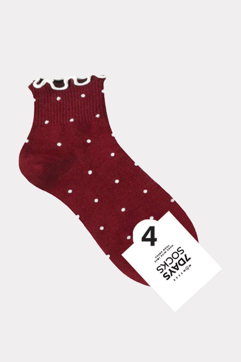 7DAYSSOCKS - Wholesale Socks - Women's - Women's Crew Frill Dot Socks1