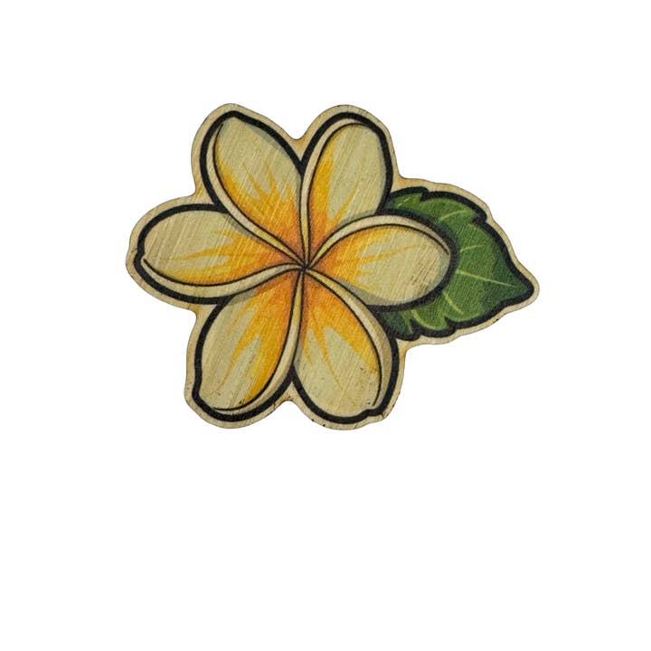 Plumeria amarilla para venta al por mayor de Bamboo Wood Stickers