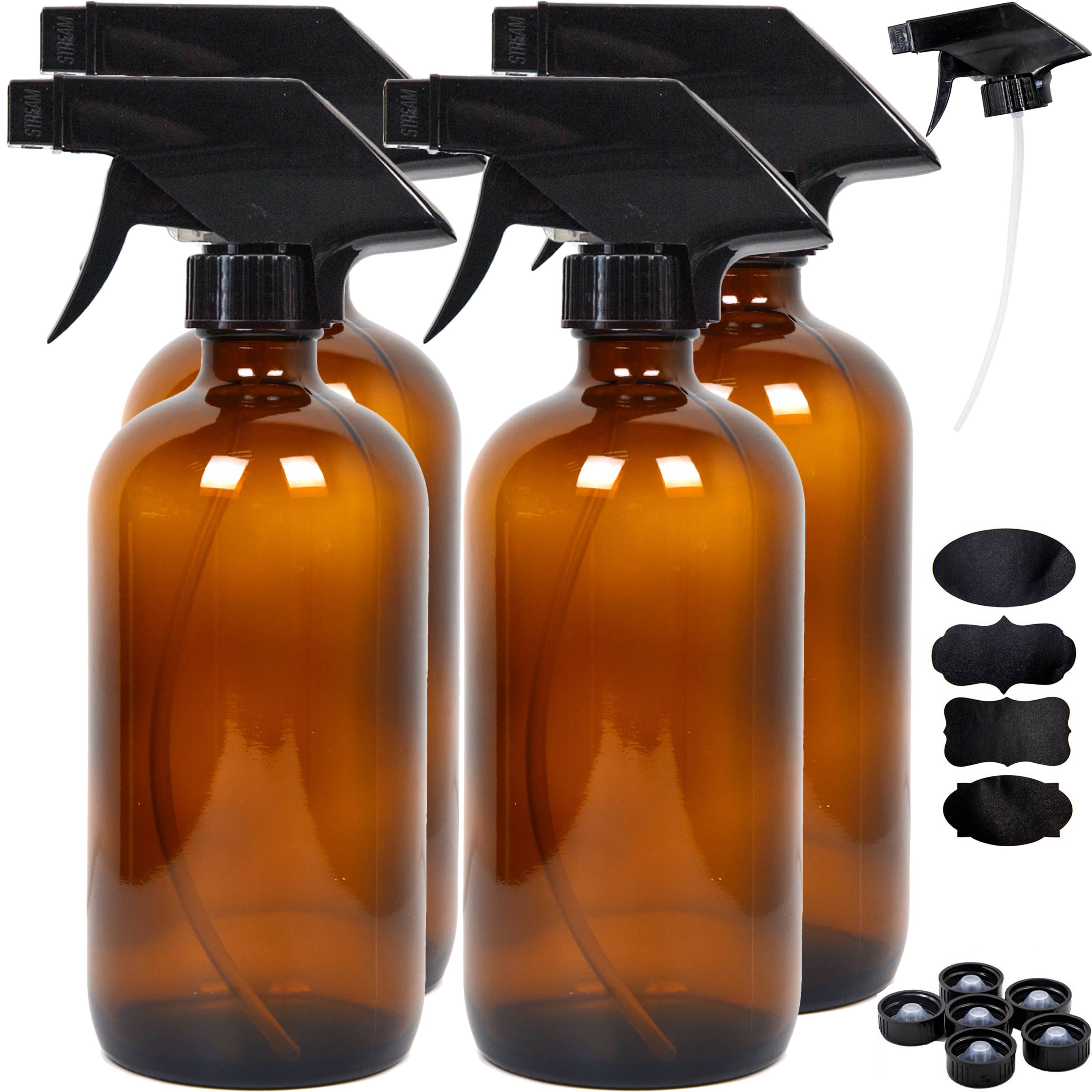 Youngever - Wholesale Spray Bottle - Youngever 4 Pack 16OZ Empty Glass Spray Bottles - Amber1