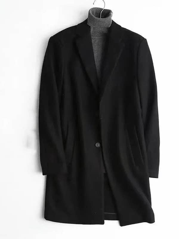 Autumn new men's suit collar mid-length coat for wholesale by Blak Wardrob