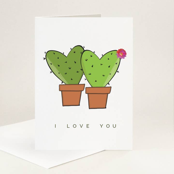 Carte Spiky Cactus Valentine Love pour la vente par Yellow Petal