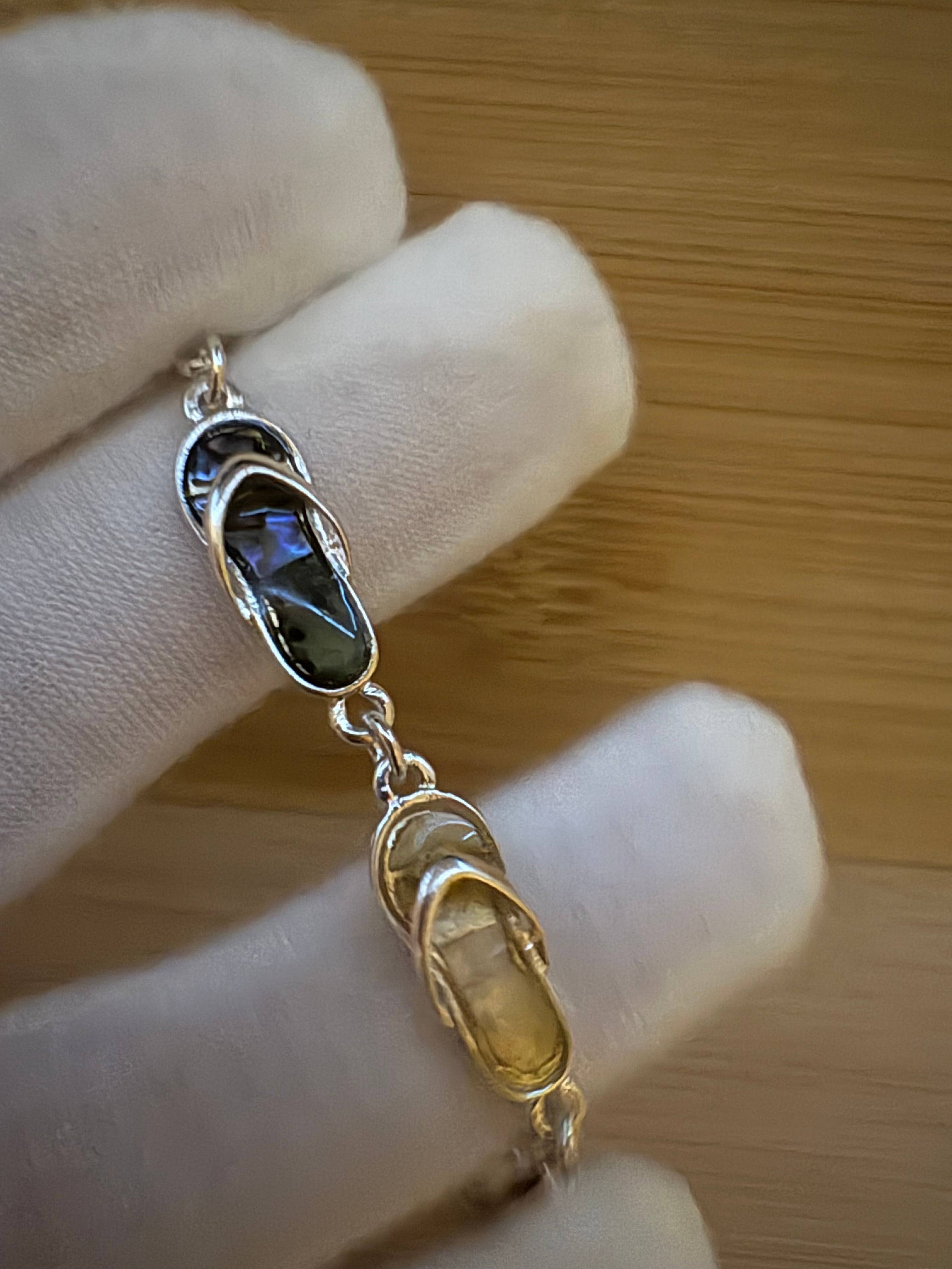 0011 PREMIERE - Wholesale Link & Chain Bracelet - FR2699 Multi-Tone Abalone Flip Flop Link & Chain Bracelet4