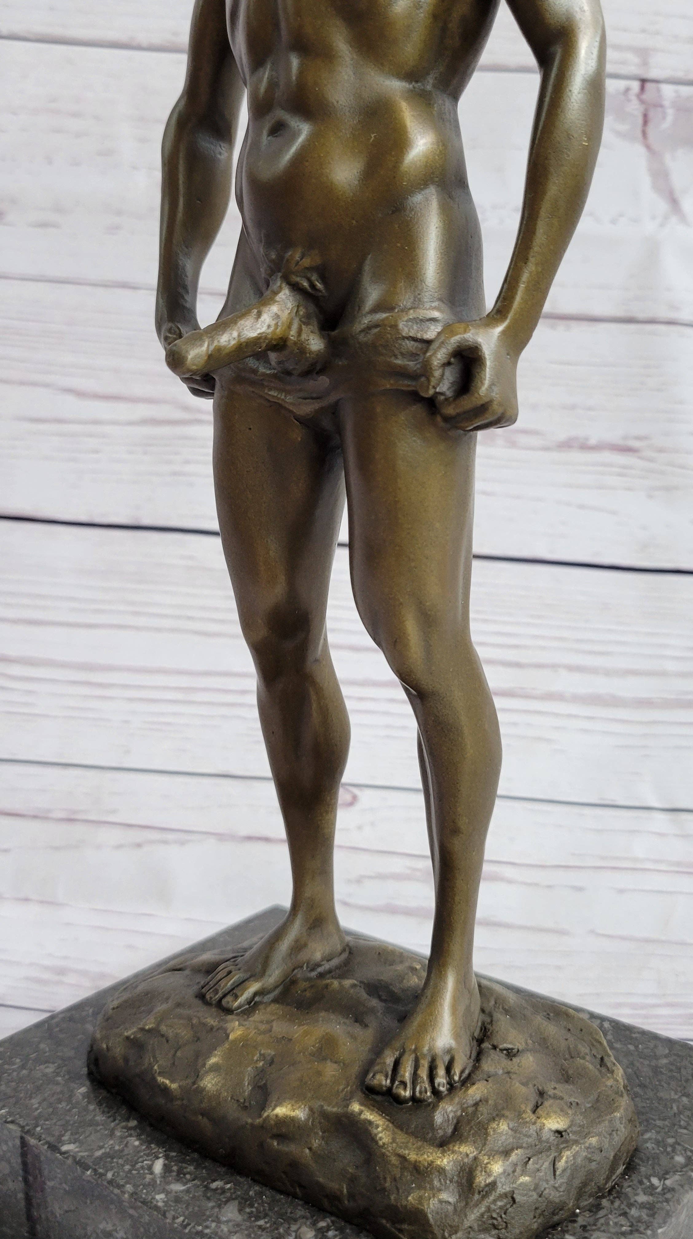 Bronzhaus - Wholesale Sculpture - Well Endowed Muscular Nude Male Figure Gay Art Bronze Statue Sculpture Mavchi 13" x 6"7