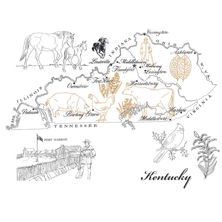 Maps/ Coussin en lin de blé et anthracite du Kentucky, vers 1950 pour la vente par Ox Bow Decor