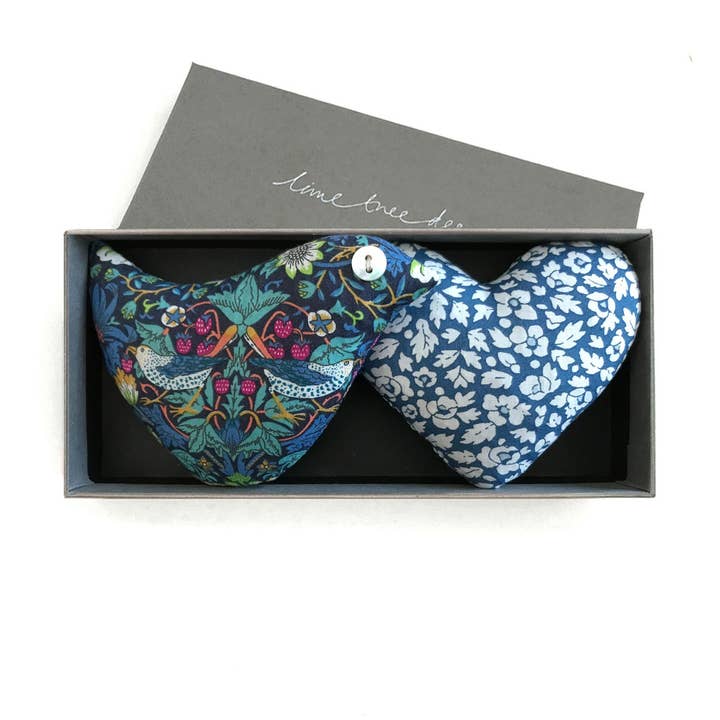Box of 1 Lavender Heart & 1 Lavender Bird - Ruffled Feathers for wholesale by Lime Tree Design